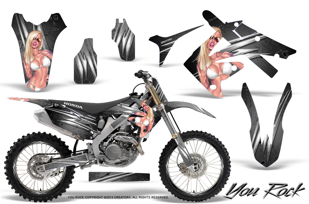 Honda CRF250 10-12 CRF450 09-12 Graphics Kit You Rock Silver NP Rims